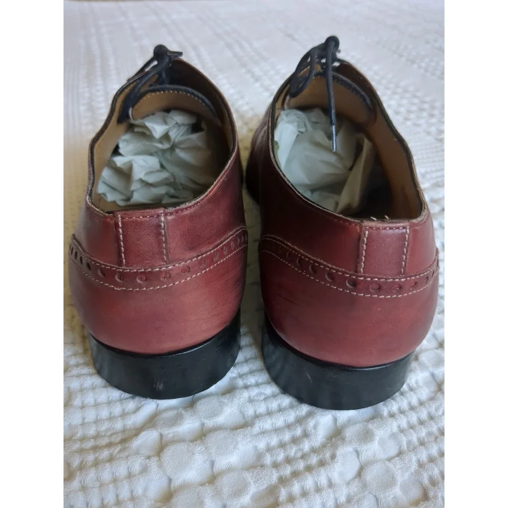 Paul Evans Brando Semi Brogue Oxford Italy Made Havana Cap Toe Lace‎ Up Size 9